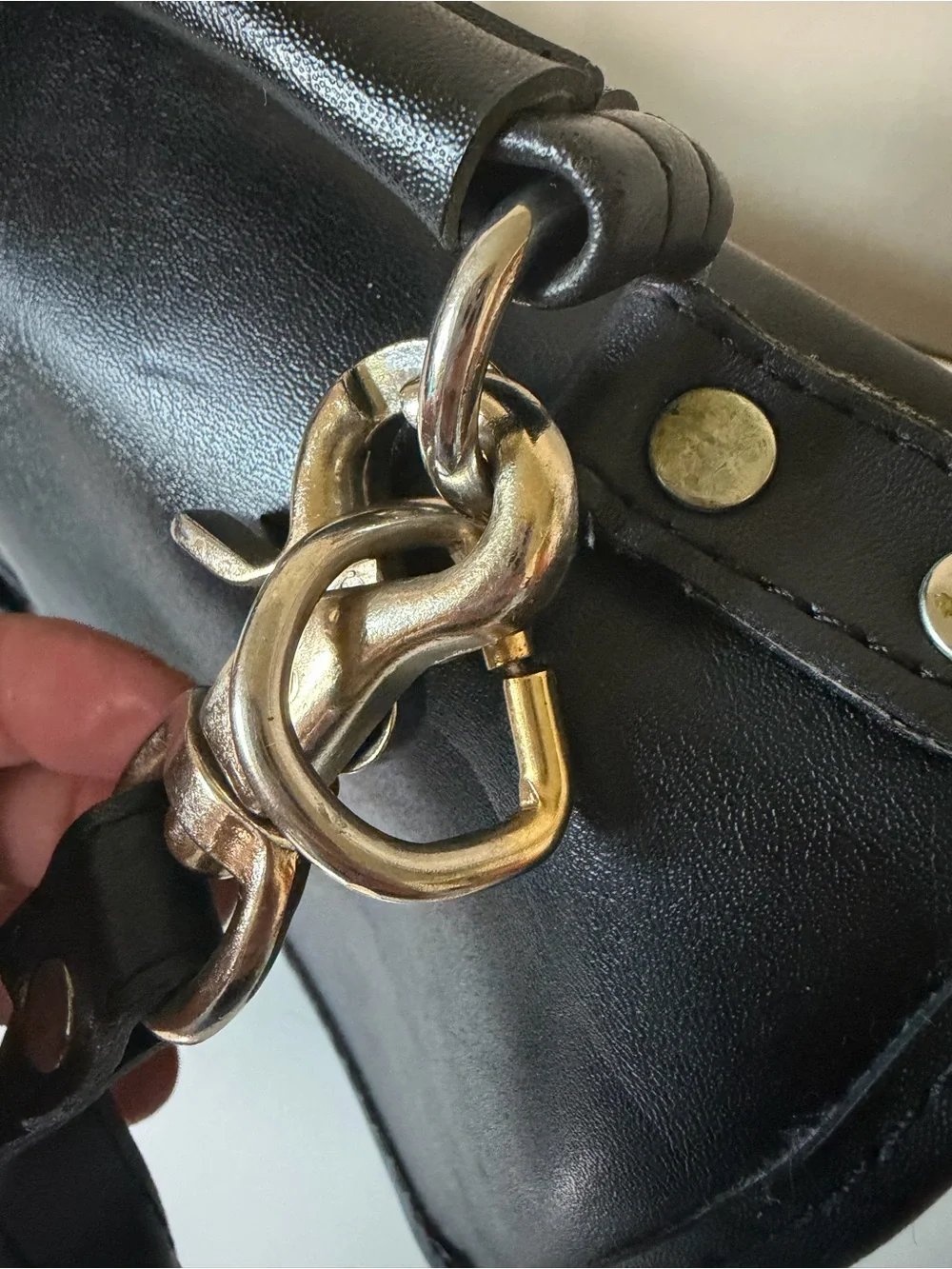 Vintage Coach Black Leather Pocket Bag - Made in the USA